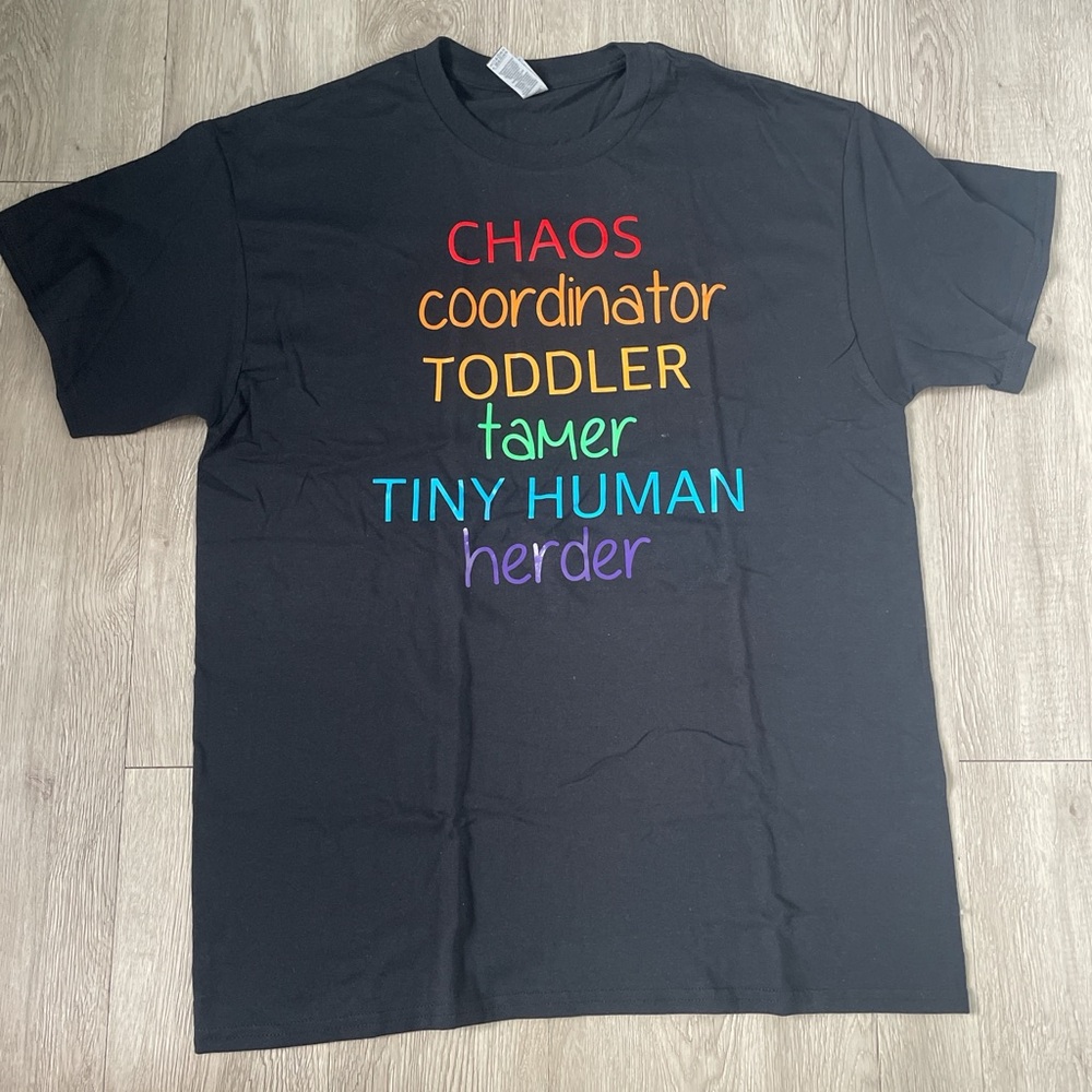 Gildan Black Kids T-Shirt with Colorful Text